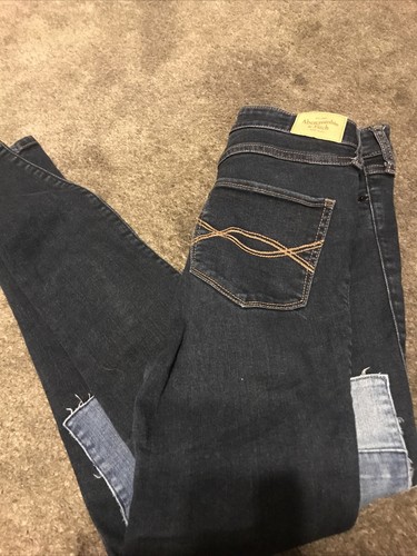 Women Abercrombie & Fitch Jeans Super Skinny Hi-rise Black Sz 4 S 27 /29 Teen - 第 3/4 張圖片