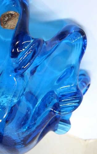 Vintage Set of 3 MURANO BLUE GLASS NESTING BOWLS Italian Candy Nut Dishes - Picture 9 of 11