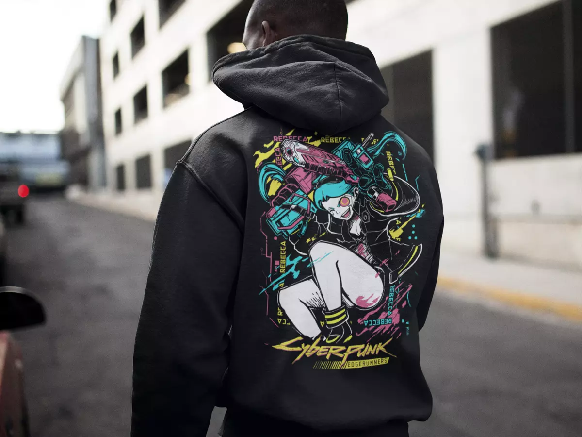 Rebecca - Cyberpunk Anime Girl Unisex AOP Hoodie