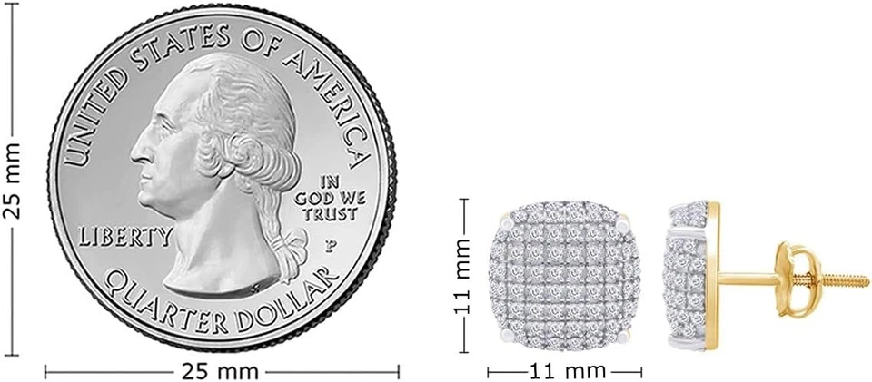 Aretes de boda con racimo trasero de diamantes cultivados en laboratorio de 1/2 quilate de oro macizo de 10 k Foto 4 de 4