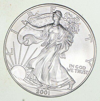 #ad Better Date 2001 American Silver Eagle 1 Troy Oz .999 Fine Silver BU Unc $43.92
