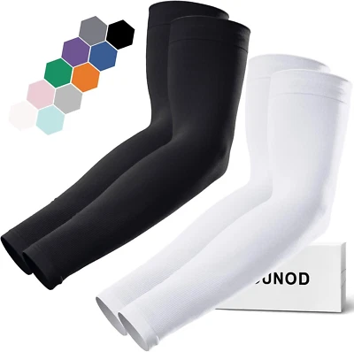 GOUNOD Sun Protection Cooling Compression Arm Sleeves For 2 Pairs:black,white