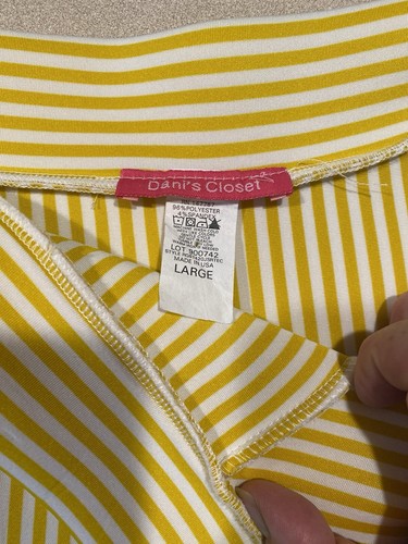 Skirt Yellow White Stripe Thick Neoprene Feeling Dani’s Choice Size Large - Picture 7 of 9