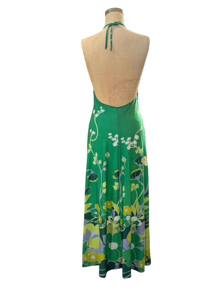Maxi Vestido Halter De Colección Mayoclub Tejido Sin Mangas Ropa de Playa Talla 6 Hecho en Francia Foto 3 de 4