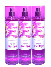 3 BATH  BODY WORKS PINK TIE DYE FINE FRAGRANCE MIST BODY SPRAY 8 OZ NEW