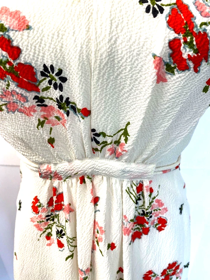 Rebecca Taylor Marguerite Dress Silk Size 4 Fully Lined Ivory Florals Ruffles - Image 4 of 4