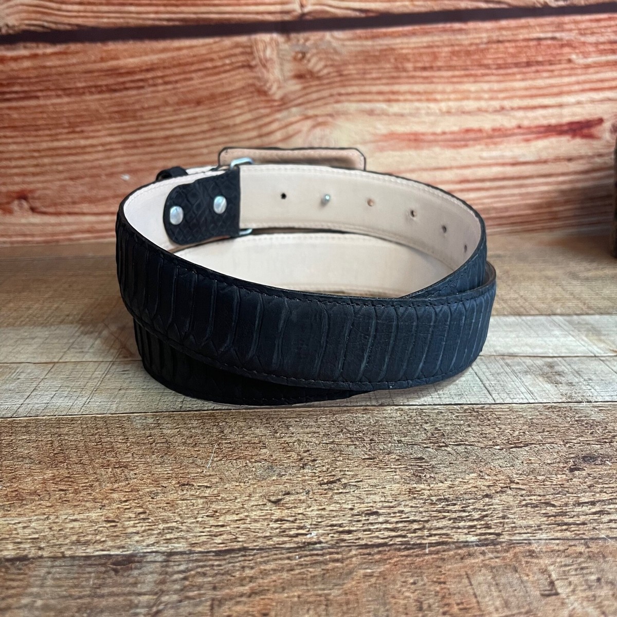 Cintura Uomo In Pelle Di Pitone - Roccia (Tg.46-Girovita 85cm-Lunghezza Cintura 100cm - Foto 7