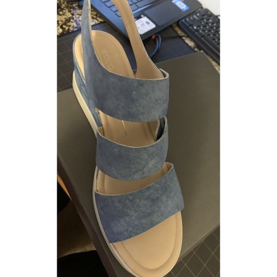 ECCO Women's 10-10.5 Shape Plateau Wedge Sandal Sky Blue indigo Adjustable strap