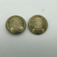 UAW Union Pinback United Auto Workers Vintage Lot Of 2 Button Pin March 1938