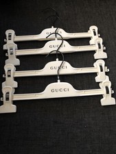 Gucci Set of 4 Ivory Felt Covered Plastic Non-Slip Pants Hangers with Clip 15"