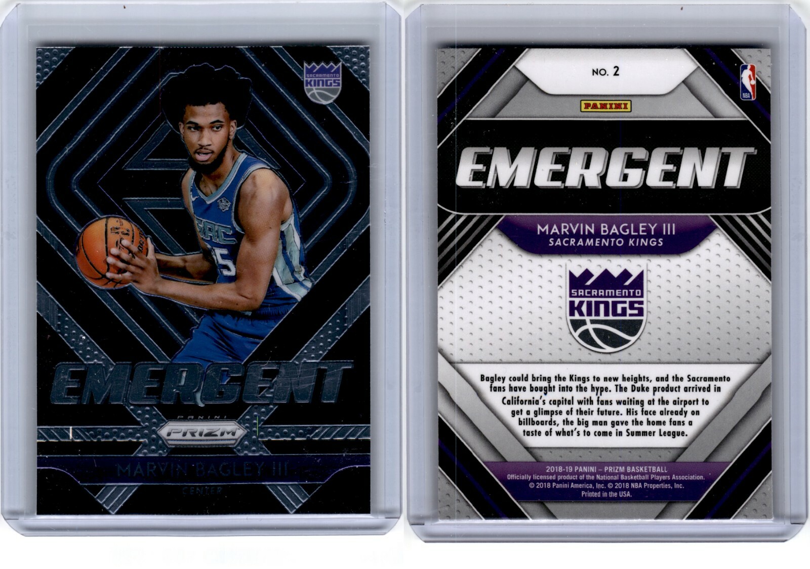 2018-19 Panini Prizm Emergent MARVIN BAGLEY III #2 Rookie RC Kings