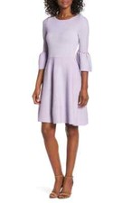 ELIZA J Lilac Pastel Cutout Flare Bell Sleeve Sweater Stretch Knit Dress 1X 16W