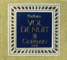 étiquette carrée   Parfum Guerlain VOL DE NUIT Paris