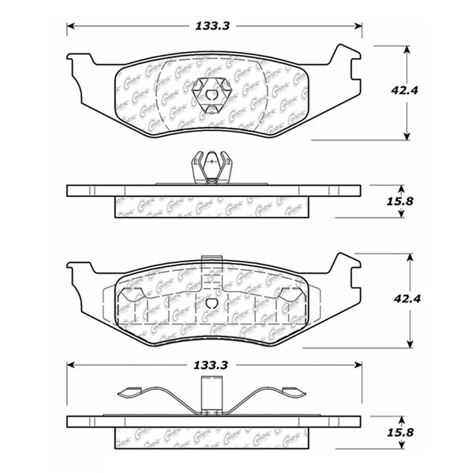 Juego de 1 pastillas de freno traseras metálicas centradas para Chrysler Phantom 1987-1990 Foto 3 de 4