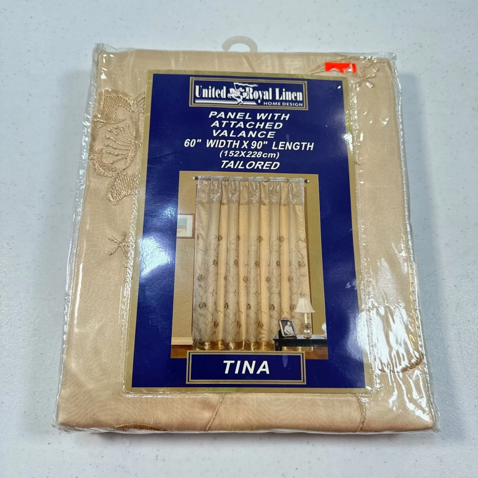 Panel cortina lino real unido beige flores tina moderno Foto 3 de 4