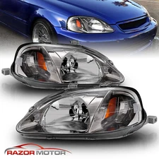 1999-00 Replacement Gunmetal Headlights for Honda Civic 2/3/4 Door  EK/EJ/EM/JDM