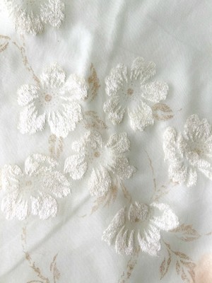 Vintage Shower Curtain And Window Curtain Sheer Flocked Fabric Retro Granny