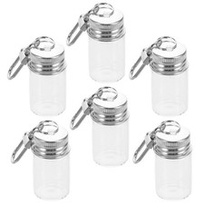 6Pcs Small Reusable Glass Bottles Keychain Clear Mini Craft Containers for Decor