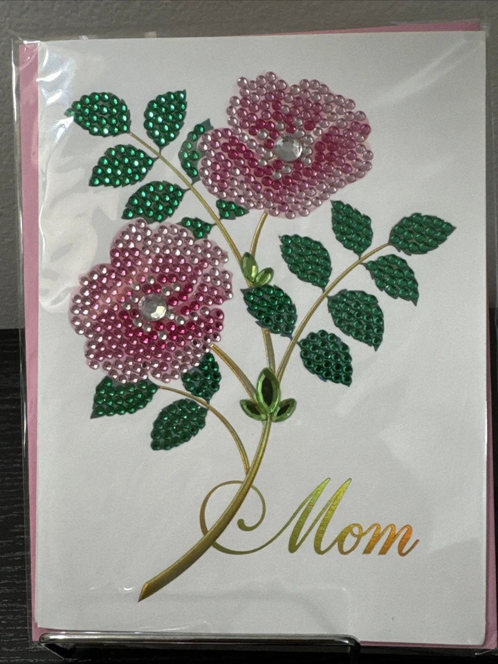 Papyrus Card High Quality Mother's Day Mom Jeweled Rhinestones Rose Flowers - Image 2 of 3