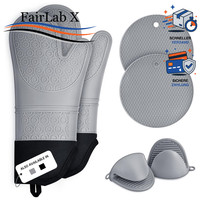 Ofenhandschuhe Silikon HitzebestäNdig Extra Lang Anti-Rutsch 6Er Set 230°C