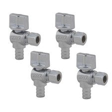  4-Packs Angle Stop Valve 1/2-in PEX x 3/8-in 1/2" x 3/8" OD, 4packs