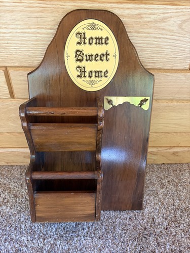 Vintage wall mount wooden letter key holder cottagecore