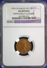 1955 Lincoln Wheat Ear Back Cent Penny 1C DOUBLE DIE OBVERSE NGC AU DETAILS