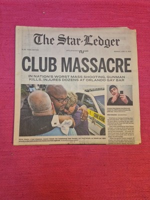 Orlando Pulse Nightclub Shooting Newspaper 2016 Star-Ledger Front Page