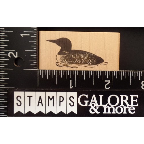 Mountainside Crafts Rubber Stamps SMALL MINNESOTA LOON BIRD SWIMMING WATER #612