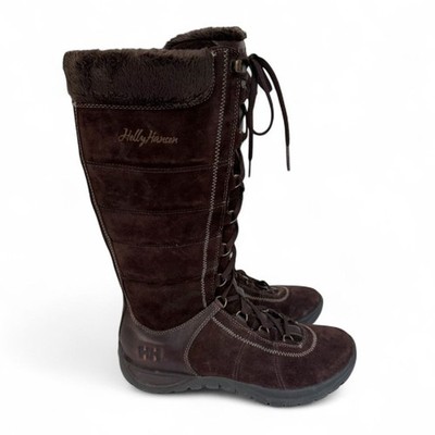 Helly Hansen Suede Sherpa Lined Knee High Lace Up Winter Boots Womens 7