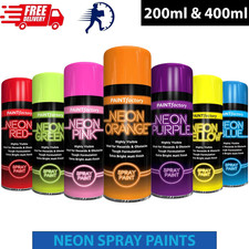 Neon Spray Paint Fluorescent Neon Bright Aerosol DIY Hi Vis Safety 200ML / 400ML