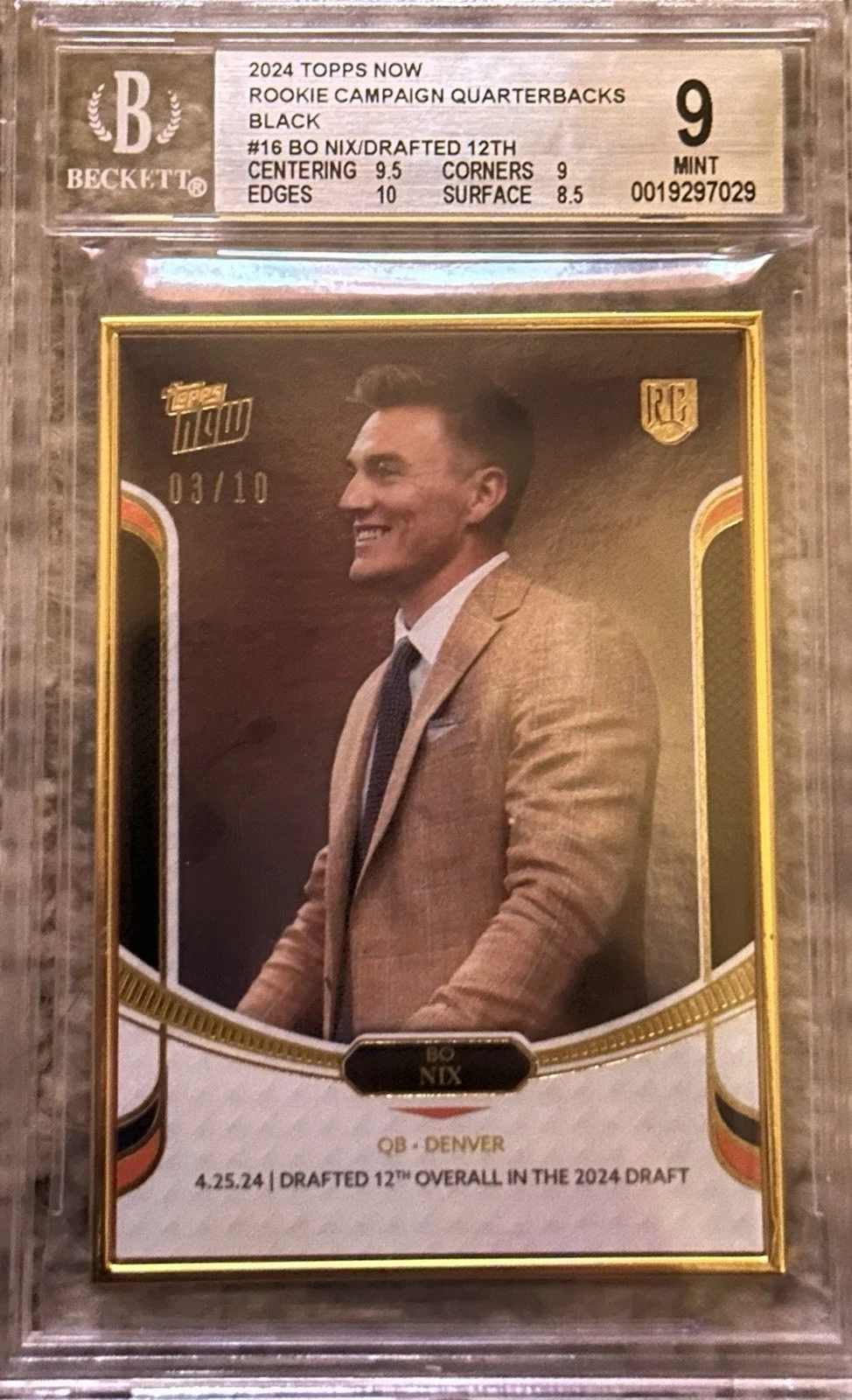 Bo Nix Topps Now Rookie Campaign #16 Black