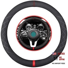 Suede Car Steering Wheel Fit Universal 15 Inch O Shape Suede Red Mark In Black Suede Car Steering Wheel Fit Universal 15 Inch O Shape Suede Red Mark In Black