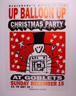 Up Balloon Up Christmas Party Poster Goblets Original Event Poster Circa 1992