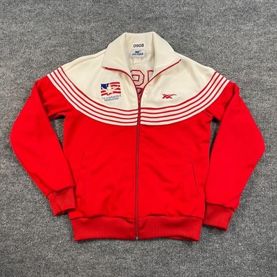 Vintage 80s ASICS-TIGER USA Gymnastic Olympic Track Jacket Women Small 18x24 Red