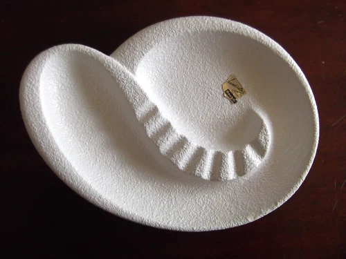 VINTAGE ROYAL HAEGER Mid-Century Ashtray 10.5" White Pebble Matte Glaze #153