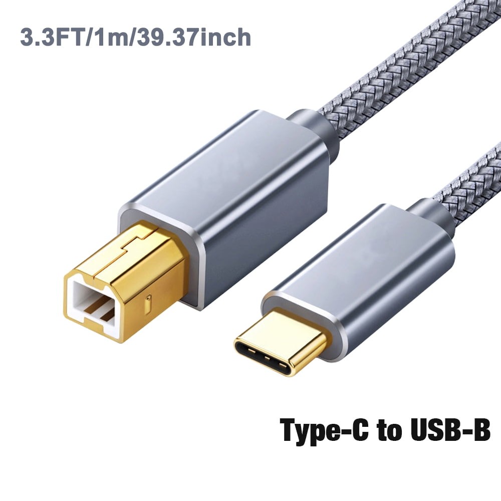 USB-C to USB-B Printer Cable 2.0 Nylon Scanner Printer Epson