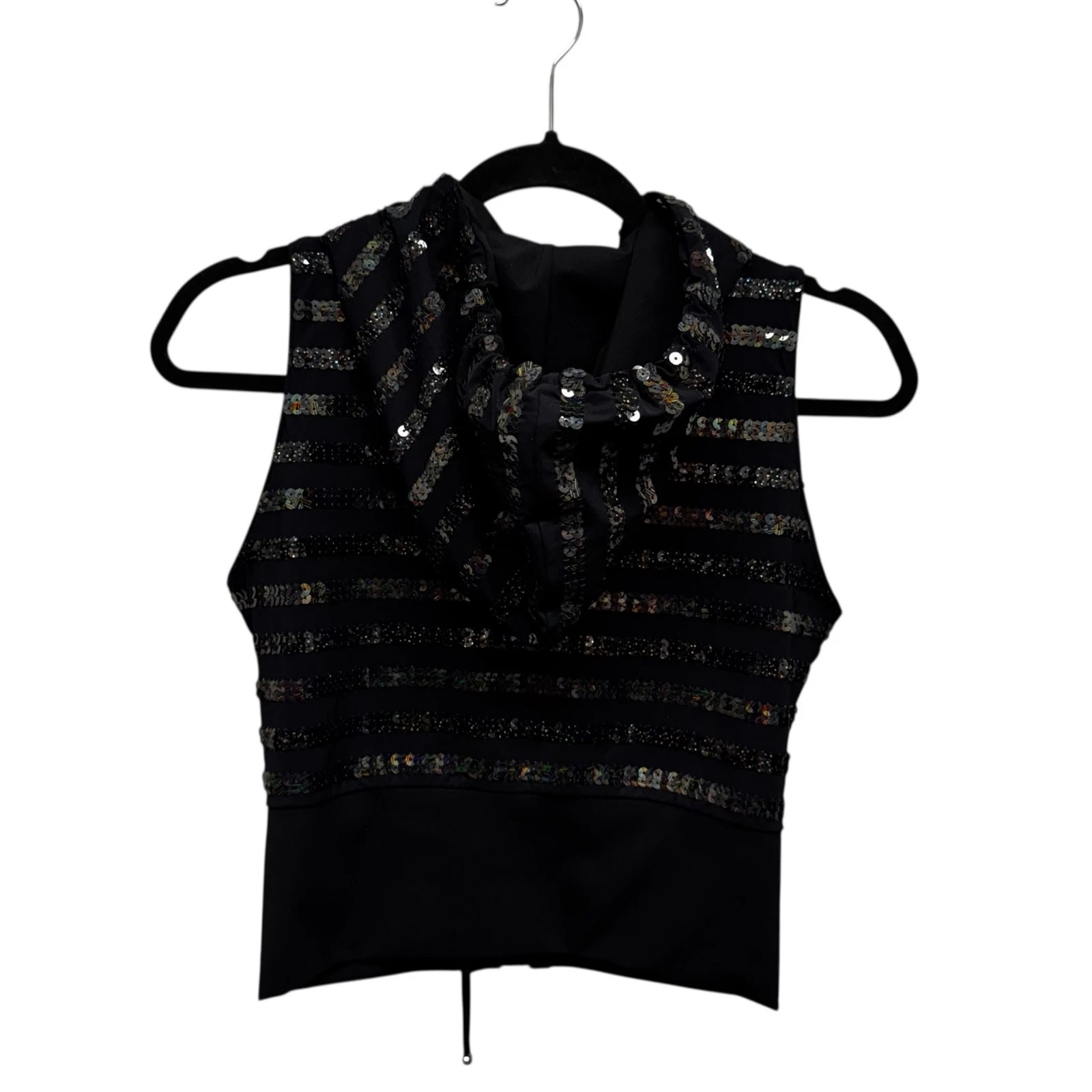 Gilet donna Chanel nero con paillettes impreziosito senza maniche e zip nuovo con etichette 6