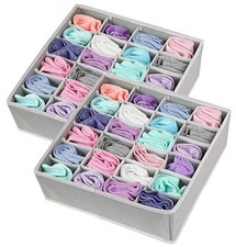 2 Pack - Closet Socks Organizer, 24 Cell Drawer Divider 2-Pack (24 Cell) Grey 2 Pack - Closet Socks Organizer, 24 Cell Drawer Divider 2-Pack (24 Cell) Grey - Image 1