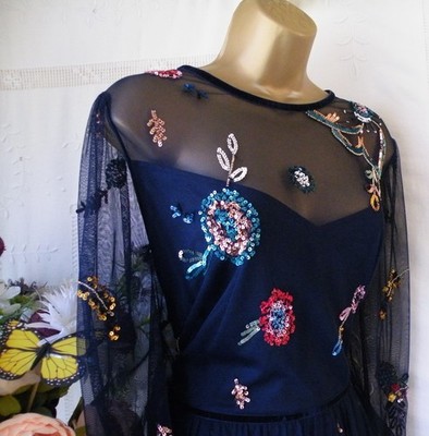  ******MONSOON PRE-OWNED ''NYLA NAVY'' DRESS SIZE 18****** 