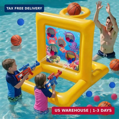 Pool Toys for Kids & Adults, 2-in-1 Shooting Target Game & Pool Basketball Hoop,