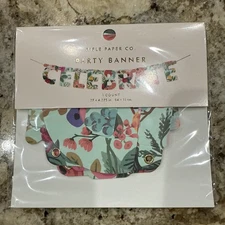 Rifle Paper Co. Party Banner CELEBRATE Green Floral 37 X 4.375 in