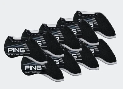 PING Premium Original Golf Iron Club Head Cover(9pcs) Black Neoprene / 2024 Ver - Image 1 of 2