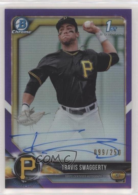 2018 Bowman Draft Chrome Pick Purple Refractor 99/250 Travis Swaggerty Auto 0nr3