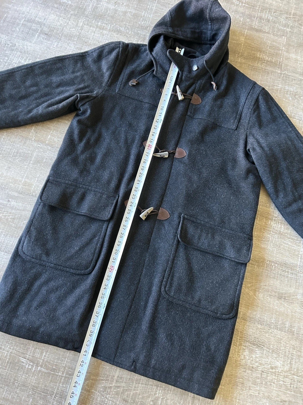 Vintage Lands' End 100% Wool Toggle Duffle Coat Men’s XLT Hooded Tiroler Lodge