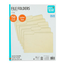 Pen Gear File Folders, Letter, Manila, 1/3 Cut, 150 Count