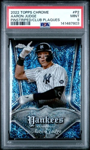 2022 Topps Chrome Pinstriped Club Plaques #P2 Aaron Judge PSA 9