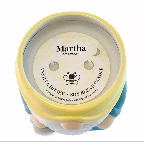 2 Martha Stewart Ceramic Gnome Beehive Candle Jar w Lid 20.5oz Vanilla Honey NWT - Picture 8 of 12