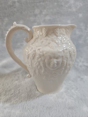 Belleek Bacchus Faces Mask Pitcher Green Mark 5-1/2'' Ireland