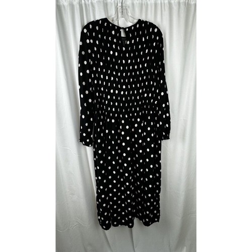 H&M Midi Dress, Polka Dots, Black & Off White, Sz: M, 51-29 - Picture 7 of 14